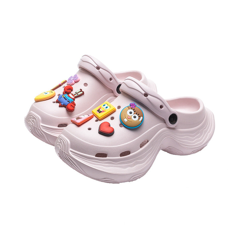 Spongebob squarepants thick sole goddess nightclub high heels crocs summer heightened toe beach sandals women's slippers
