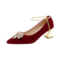 Wedding shoes for women with thick heels 2023fall and winternew arrival bride red non-tiring feet wedding dress xiuhe two-piece suit