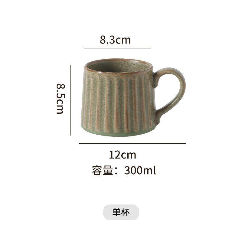 Japanese retro exquisite afternoon tea latte art striped coffee cup and saucer ceramic set - perfect for office milk and breakfast