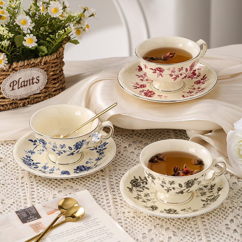 European-style stylish palace style ceramic coffee cup and saucer floral afternoon tea cup teapot milk pot sugar pot stylish combination
