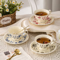 European-style stylish palace style ceramic coffee cup and saucer floral afternoon tea cup teapot milk pot sugar pot stylish combination