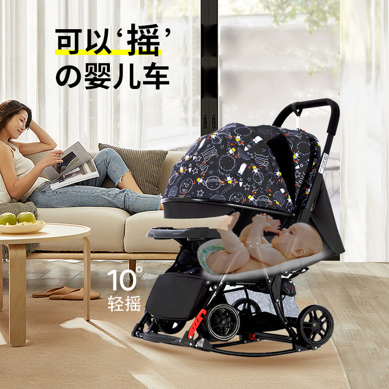 Baby stroller - reclining, multi-functional, one-button fold, two-way, lightweight, convertible rocking stroller