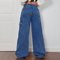 e-commerce  us & european design bow tie workwear style jeans women's casual straight-leg pants wide-leg pants