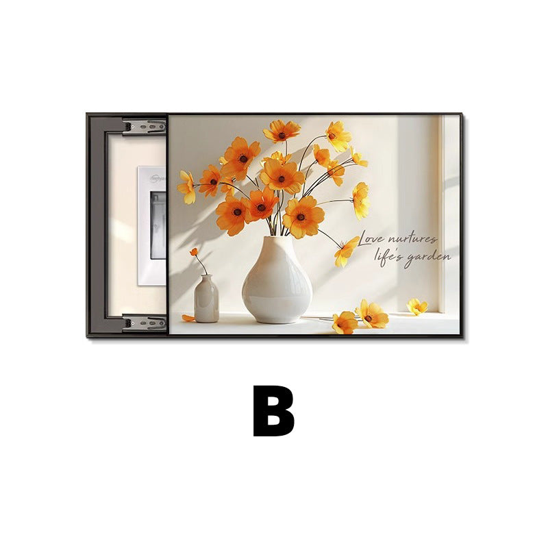 French cream air meter box decorative painting modern simple distribution box blocking hanging painting advanced sense 2025 new