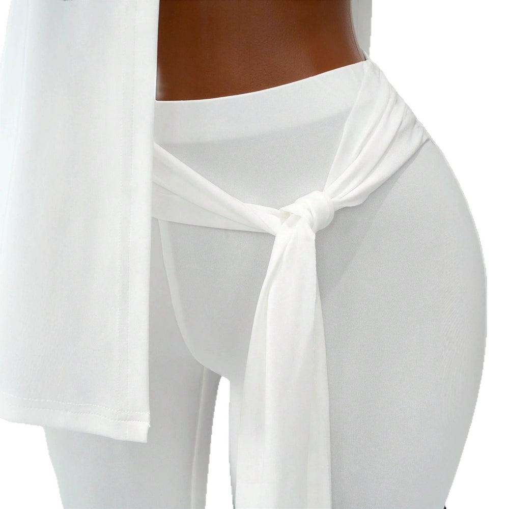 European and american style asymmetrical sleeveless top and slim-fit tie-waist capri pants set - versatile and chic for early summer