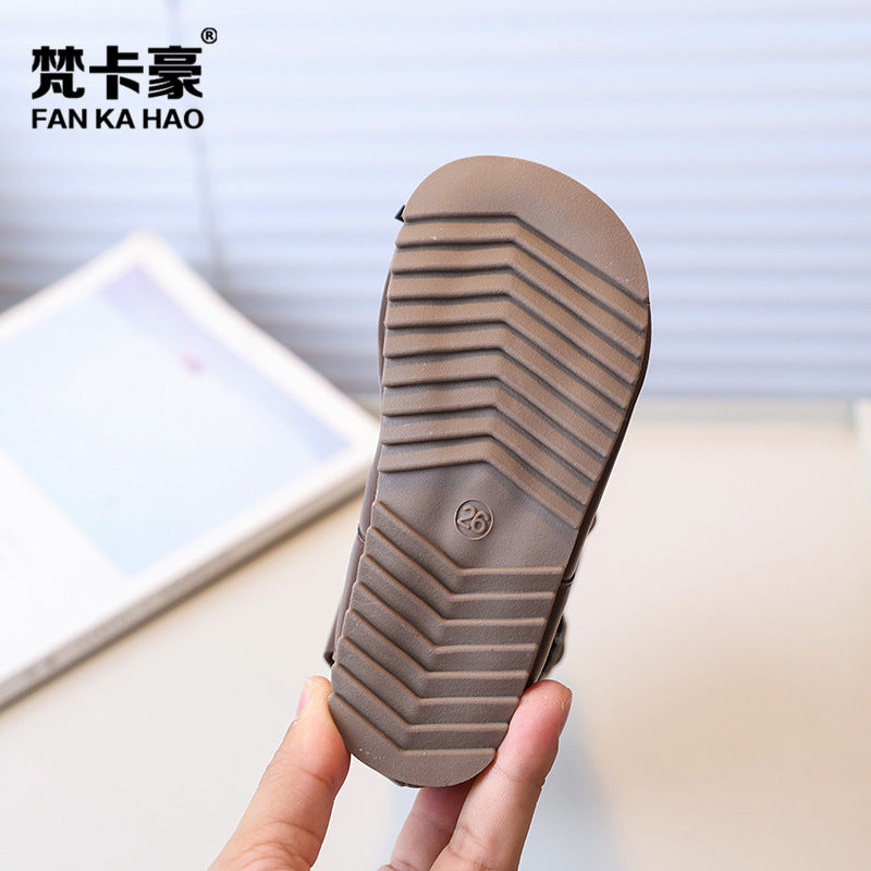Tk ballet-style leather boots: new  korean edition girls' bow-tie princess shoes, kids' casual versatile ankle boots, trendy style