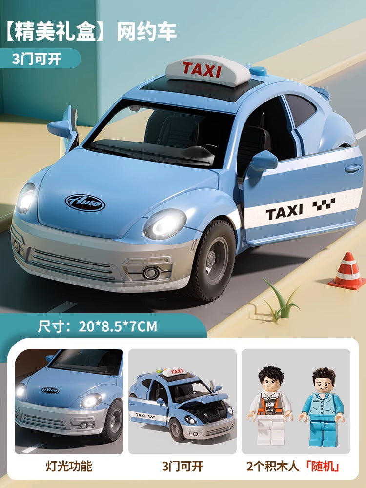 Large taxi toy for boys - inertia-powered, sound & light, educational, opening doors, car, baby birthday gift