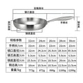 Uncoated, heavy-gauge 304 stainless steel frying pan - non-stick, suitable for home use, compatible with gas and induction cooktops
