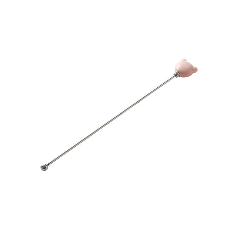 Candy-colored ceramic bear head stirring stick - anti-scald, high-style coffee stirrer & 304 stainless steel wine stirrer