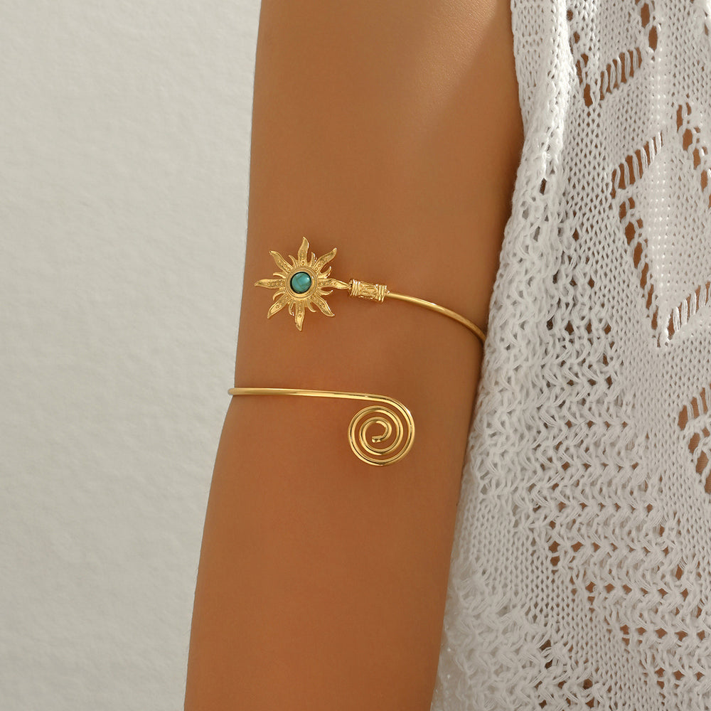 Wholesale vintage sunflower bracelet - european & american cross-border metal jewelry - women's high-end adjustable open bracelet/arm ring