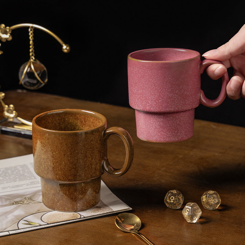 Creative stackable mug retro stoneware kiln cup for home office practical water cup milk cup goblet