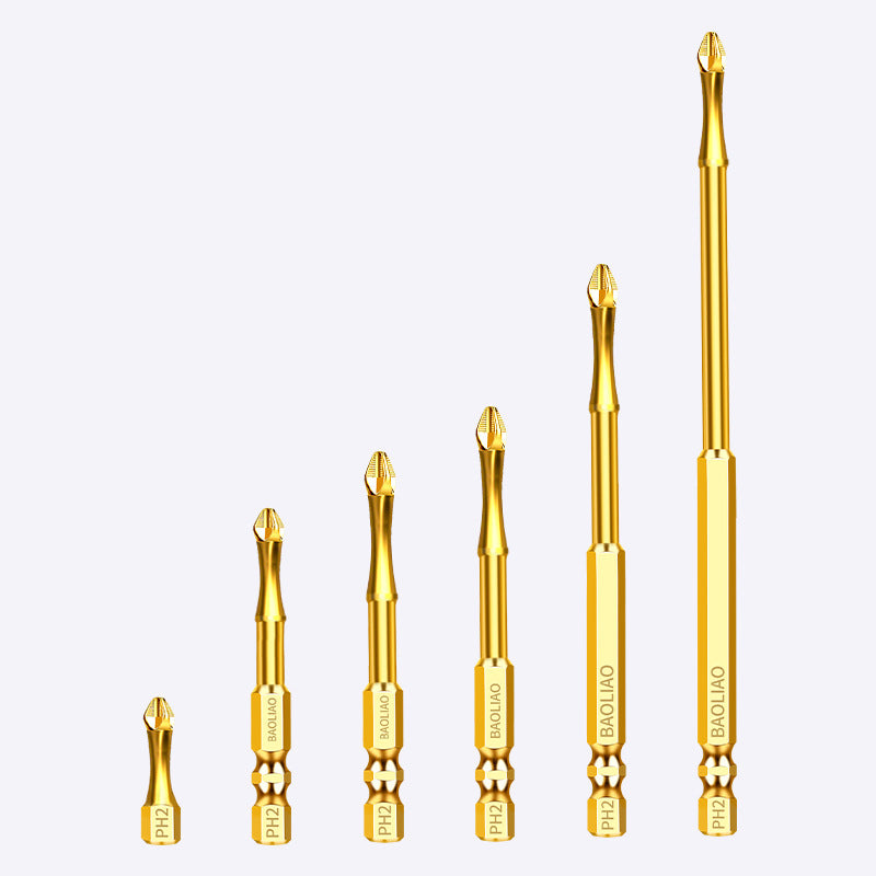 Baolian Cross Anti-skid Batch Titanium Plated Impact Resistant Strong Magnetic Super Hard Sawtooth S2 Electric Screwdriver Electric Drill Bead