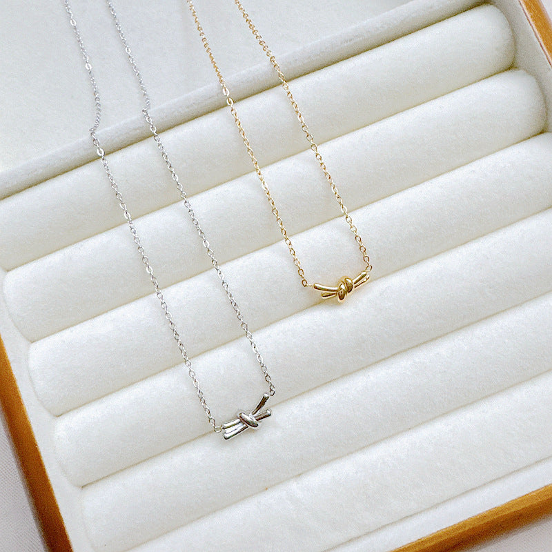 【all-titanium steel, shower-friendly】european & american minimalist style knotted irregular clavicle chain - new for 2025