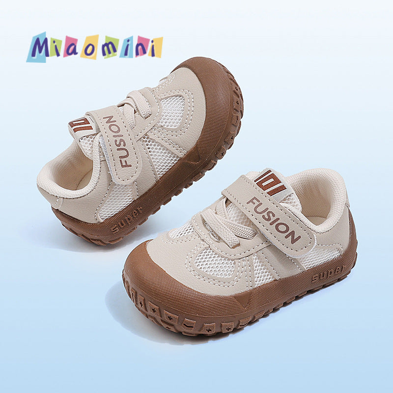 Baby toddler shoes spring/summer new anti-slip boys' single mesh shoes trendy color block girls' sandals 1-3 years casual shoes
