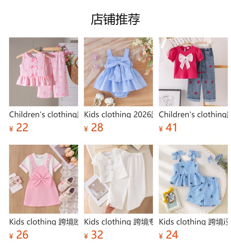 Kids clothing  cross-border new arrivalfashionspring & fallgirl white short-sleeved one-piece dress
