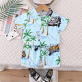 cross-border summer kids' outfit: hawaiian beachwear set for boys (0-4 years) - two-piece shirt set for travel