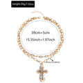 French style inlaid pearl cross pendant wholesale european and american cross-border retro necklace women's accessible luxury nichesweater chain necklace