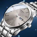 Xiangshiman gold steel watch - stainless steel waterproof quartz watch for middle-aged and elderly men - fashionable men's wristwatch with 2035 movement