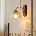 Nordic glass american brass lamp cup old corridor study wooden b&b japanese style retro bedroom bedside wall lamp