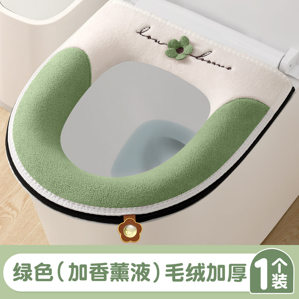 Heattech non-ice round toilet mat, easy to clean, cute, odor-free, toilet seat cushion, stain-resistant winter toilet seat cushion
