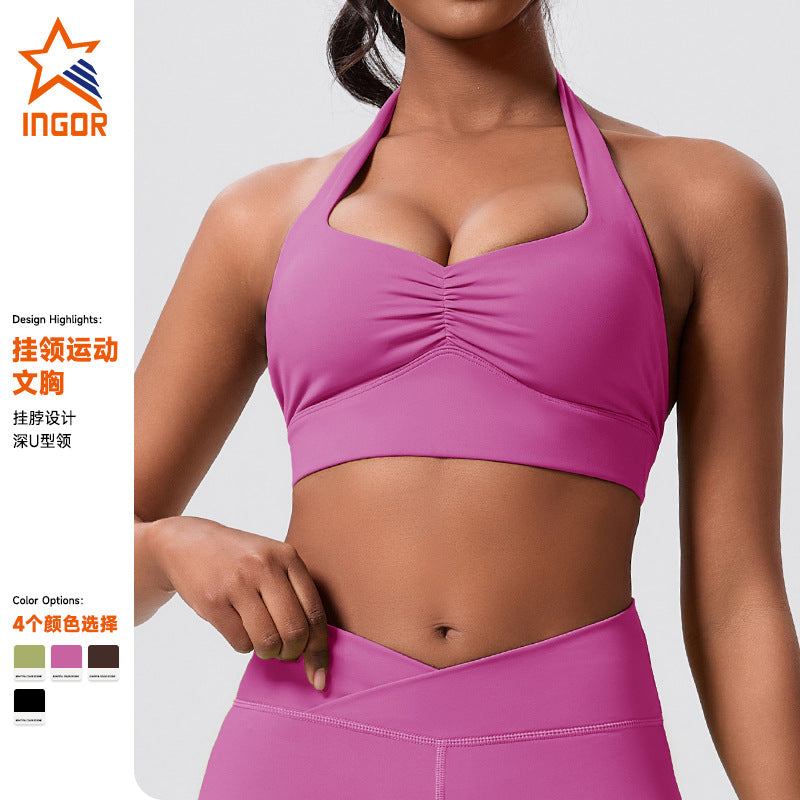 new arrival halter back sports vest running pilates fitness wear outdoor sports tops yoga wear