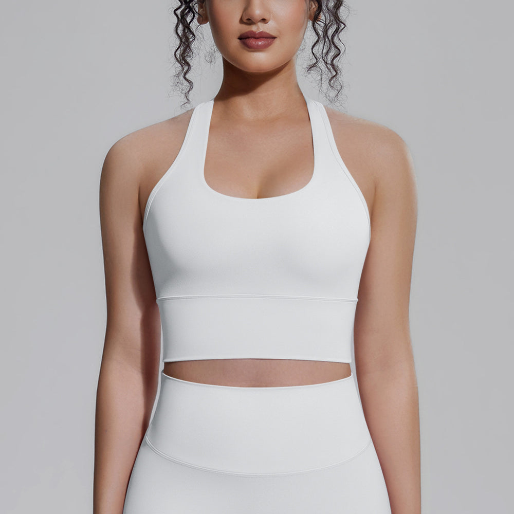 Naked-feel compression sports bra yoga top - quick-dry racerback workout tank with padded yoga bra