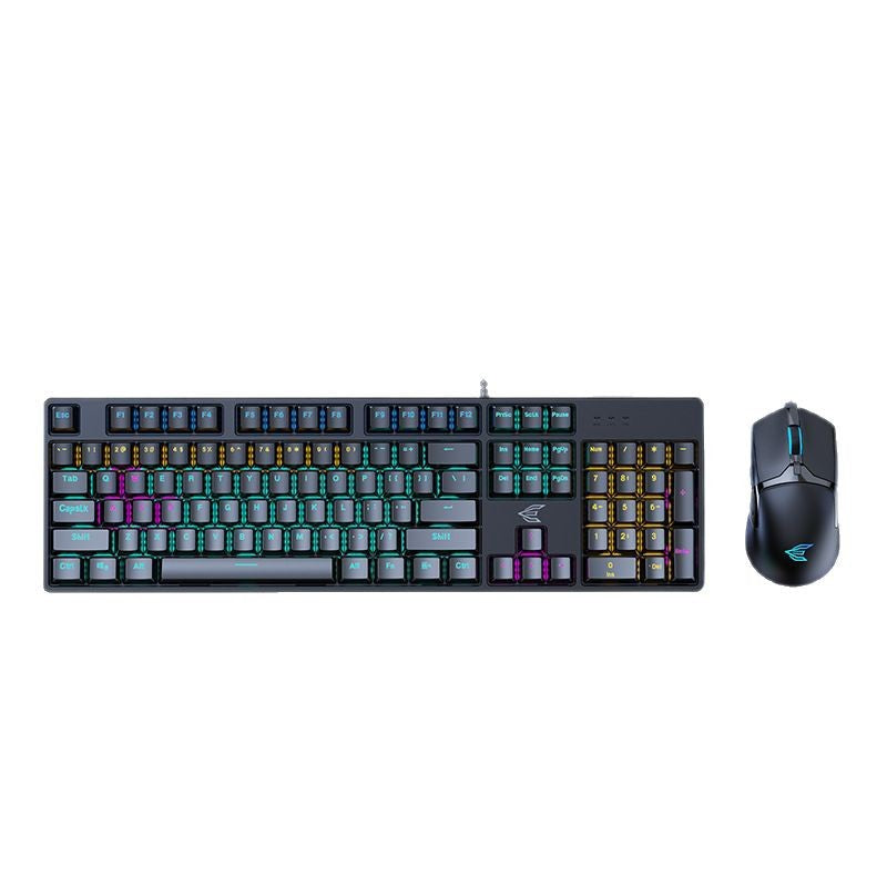 Power e family gk100 blue switch true mechanical keyboard and mouse combo - gaming pc usb laptop desktop compatible