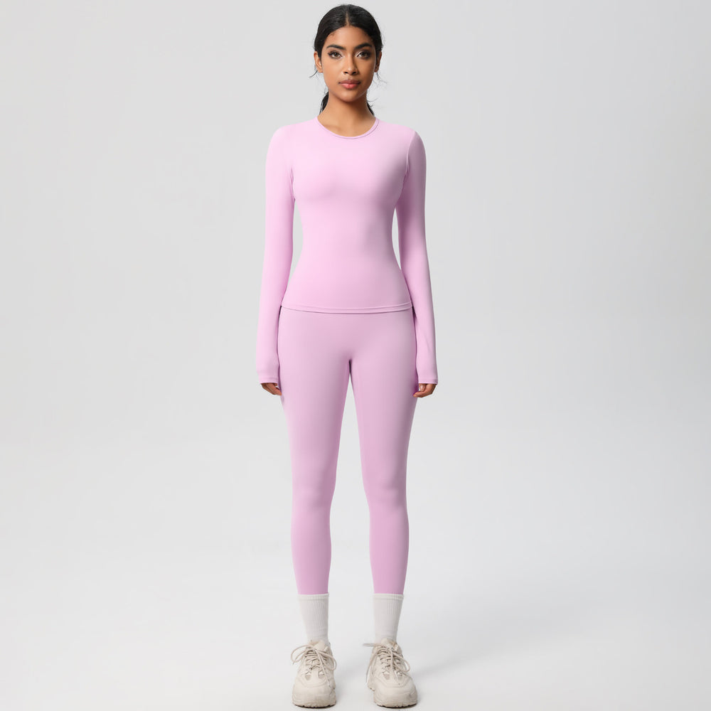 European and american brushed nylon tight-fitting yoga set - casual, quick-drying fitness apparel for women's outdoor running and sports