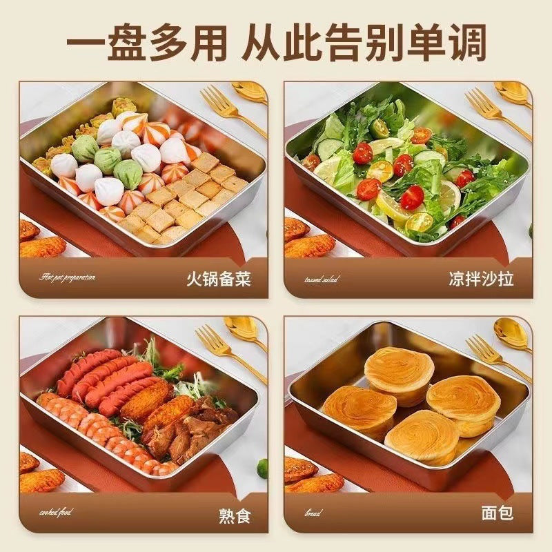 stainless steel towel tray for homemultifunctional covered square tray refrigerator food preservation box barbecue tray manufacturer