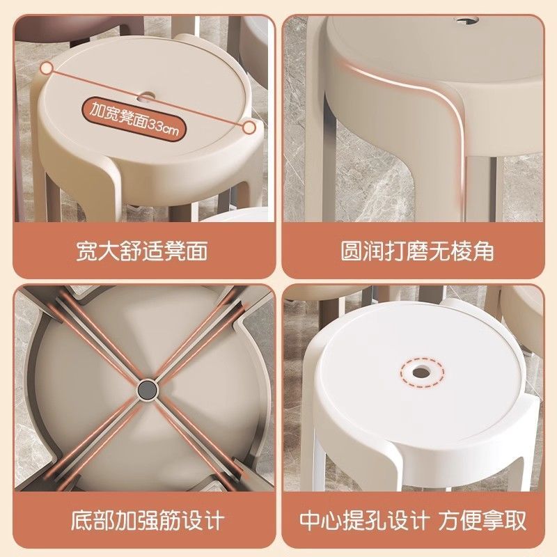 Best selling hot selling extra thick plastic stool genuine thickened for home dining table cooked rubber stool casual scandinavian living room bench