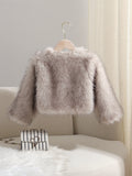 cross-border e-commerce hot seller: faux fur fashion warm hooded jacket