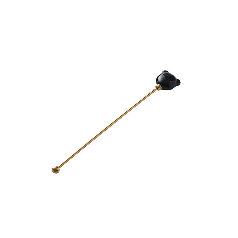 Candy-colored ceramic bear head stirring stick - anti-scald, high-style coffee stirrer & 304 stainless steel wine stirrer