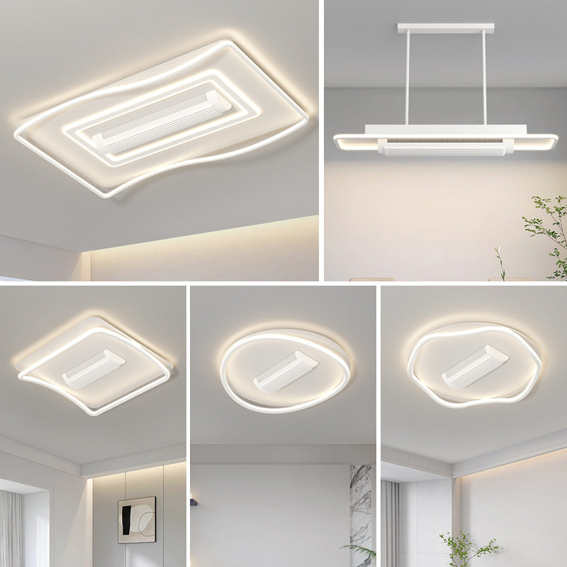 Living room bladeless fan light modern simple wavy line eye protection bedroom ceiling light whole house fan lighting package