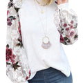 european and american export  new women's long-sleeve lace casual loose t-shirt top
