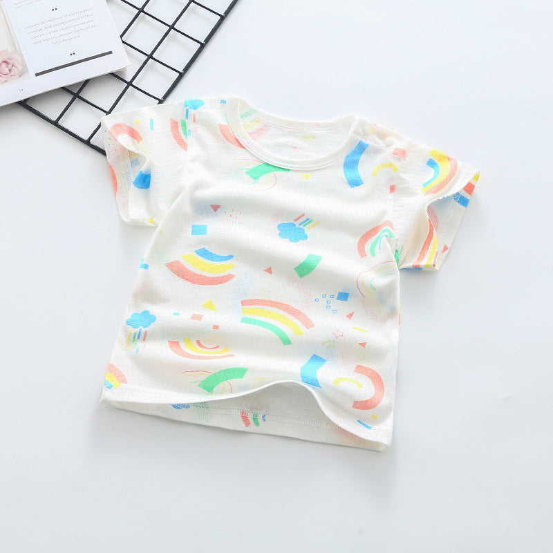 Baby short-sleeve t-shirt, summer infant top, 100% cotton, 0-4 years old, toddler summer outfit, boys' and girls' short-sleeve undershirt, trendy style