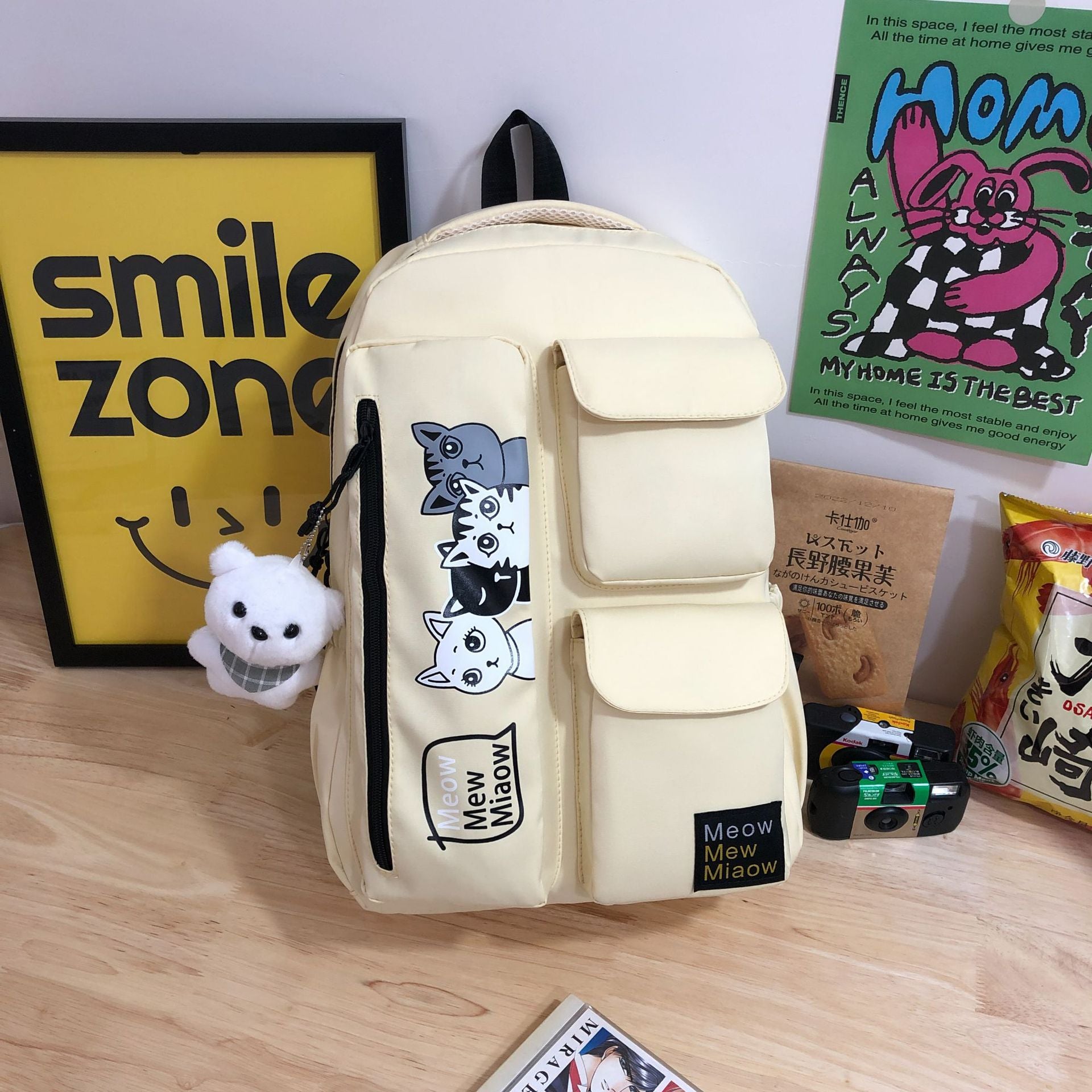 New Korean multi-functional dual-purpose thickened fabric schoolbag Internet celebrity lazy wind dirt-resistant di y large-capacity backpack