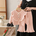 Girls' knit sweater jacket & pants set - new  collection with bow detail