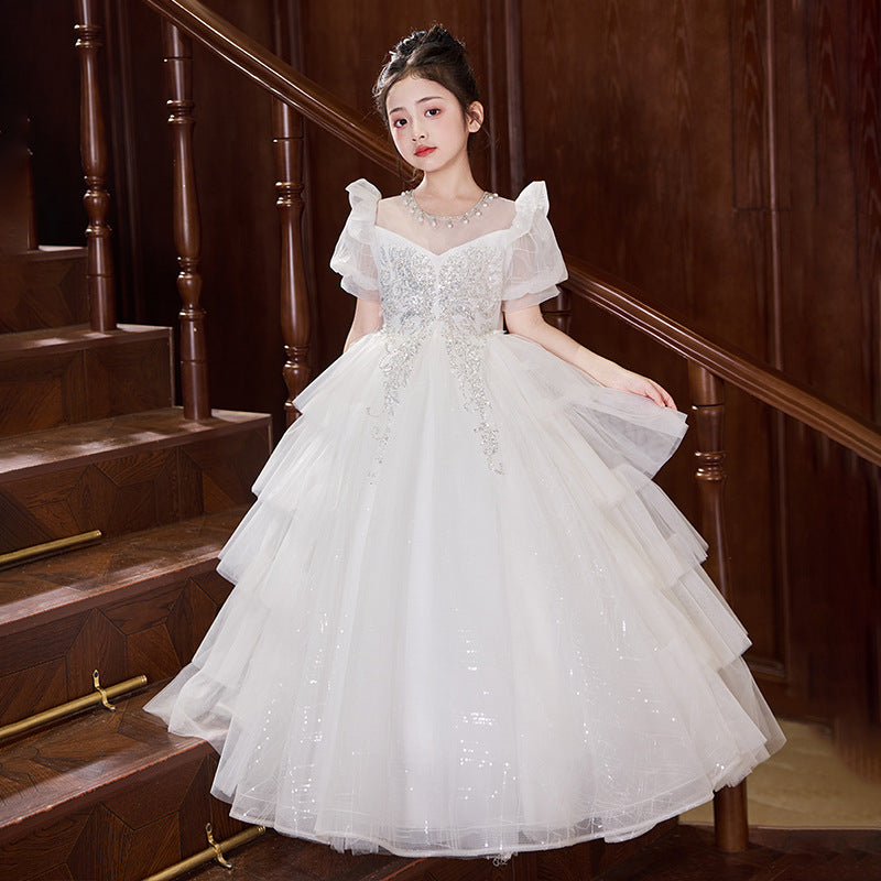 Girls' runway dress  new elegant cake skirt princess dress little girl piano performance outfit