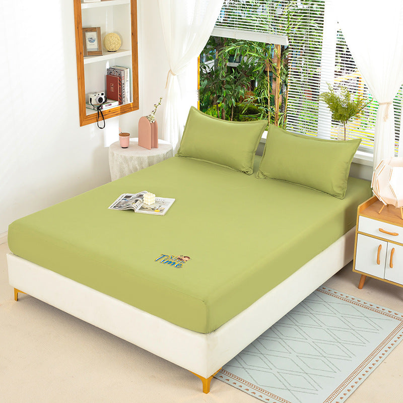 Bed sheets single piece fitted sheet all-inclusive bed cover mattress protector washed cotton summer maternal and infant washed cotton fitted sheet three-piece set