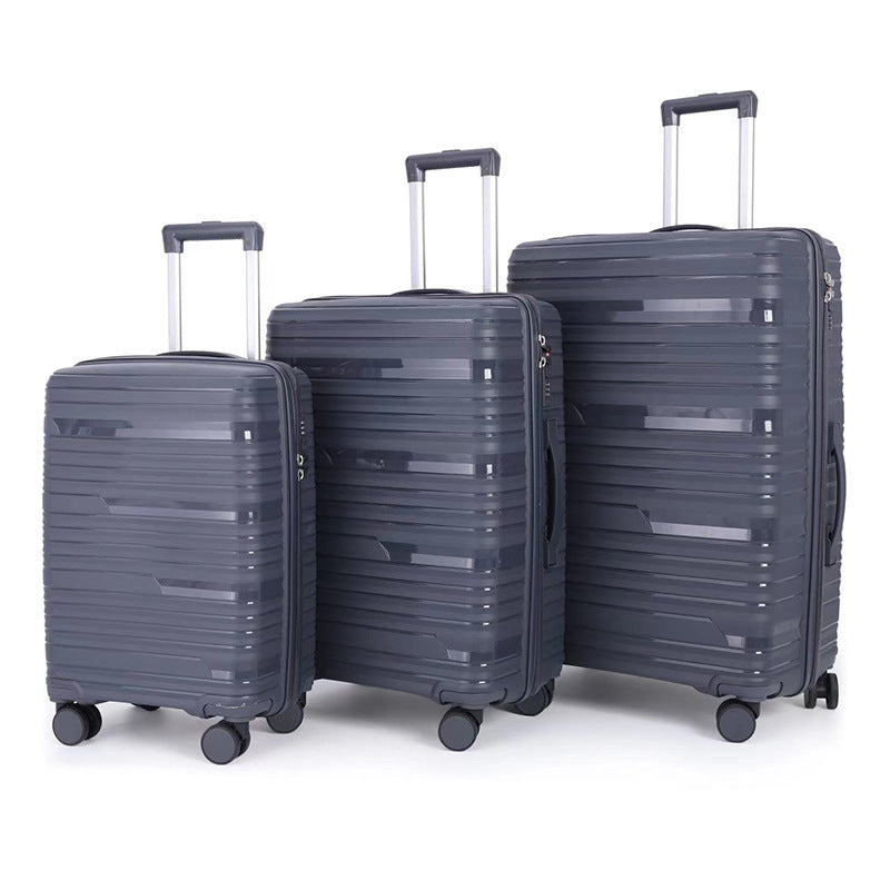 PP zipper box  set three sets of four trolley case sinking handle sinking lock color scheme explosion-proof rag factory wholesale