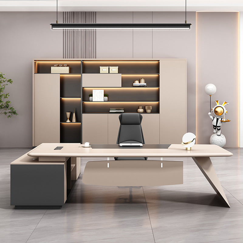Piano lacquer office desk - designer creative high-end executive desk - stylish white manager supervisor executive desk