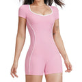 Contrast color nude cross-border jumpsuit cut out beautiful back tight sports fitness wear running exercise yoga wear women 2501