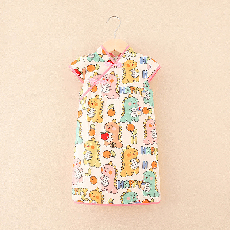 Girls' cheongsam dress, children's hanfu, modernized tang suit, ethnic children's clothing, cheongsam for little and big girls, princess dress for spring and summer
