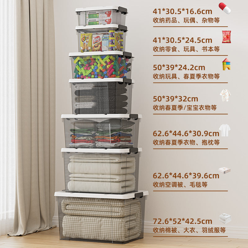 Plastic storage box, quilt storage box, toy sorting box, portable transparent books, clothes sorting storage box