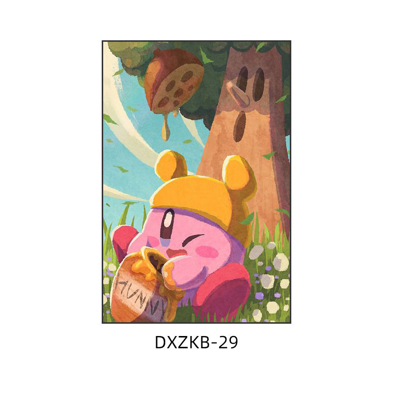 Star Kirby decorative painting pink girl bedroom children's room hanging painting cartoon animation cute princess bedside mural