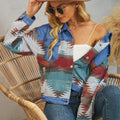 European and american cross-border foreign trade women's clothing  independent station autumn hard-washed color matching denim outwear shorttops