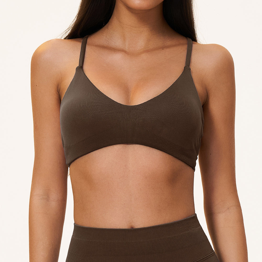 Seamless cross-border backless bra, spaghetti strap y-back breathable yoga bra, women's quick-dry sports bra 5112