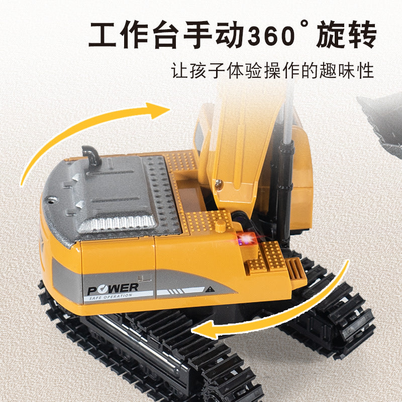 six-way alloy remote control excavator kids toys electric sound and light artificial engineering vehicle excavator model toys