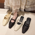 Retroeasiest for match toe half drag pleated half bag slippers women 2025french soft bottom slip-on fairy flats women