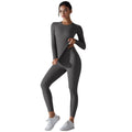 new arrival: brushed nylon long-sleeve yoga set - high-stretch, breathable, compression activewear two-piece for running and fitness